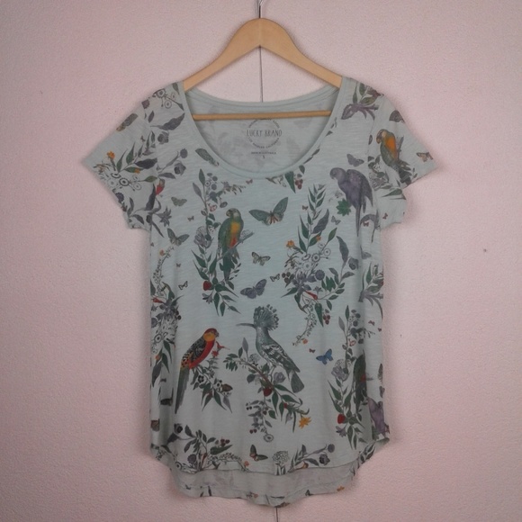Lucky Brand Tops - Lucky Brand l Birds Butterfly Floral Print T-shirt